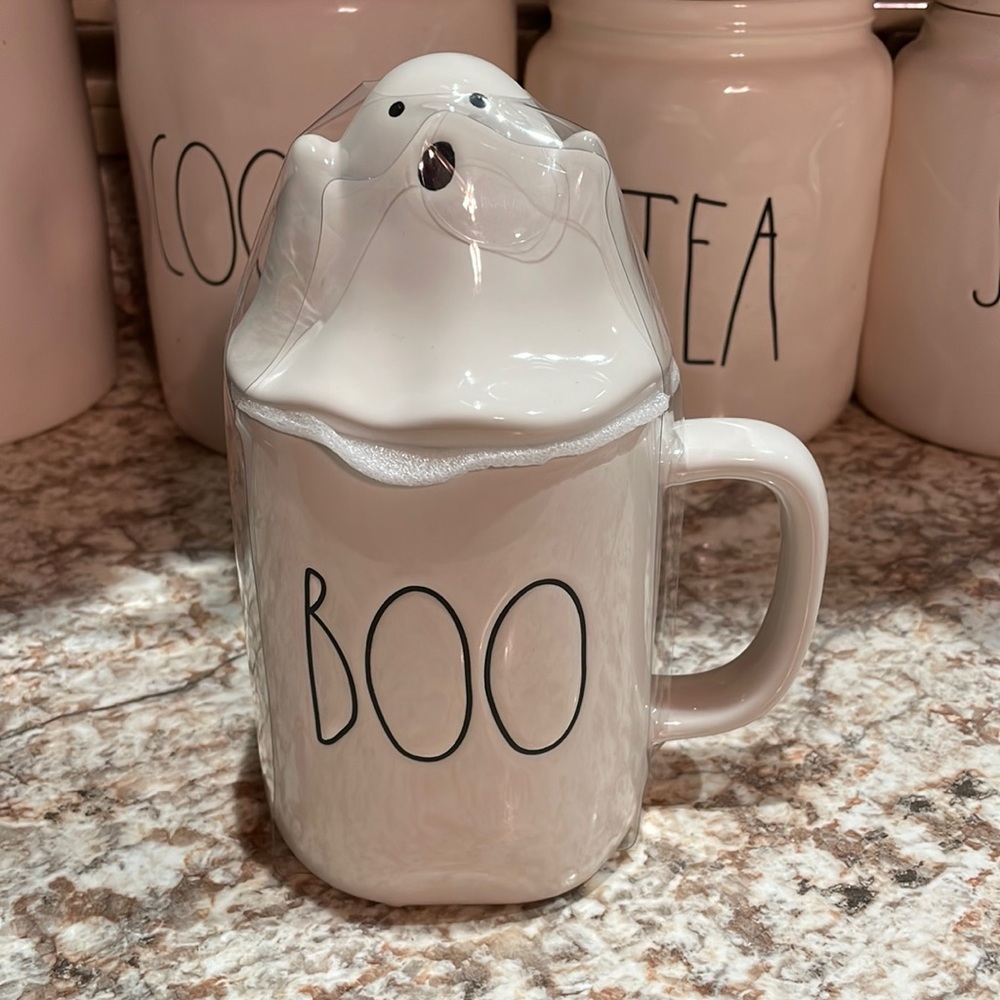 Rae Dunn Boo Ghost Topper Mug